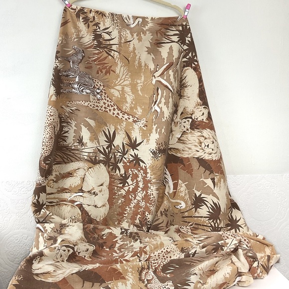 Reclaimed vintage 70s jungle safari Lady Pepperell fabric 42” x 64” - Picture 2 of 7